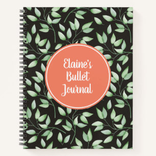 Diario de balas Personalizado Coral and Green Leav