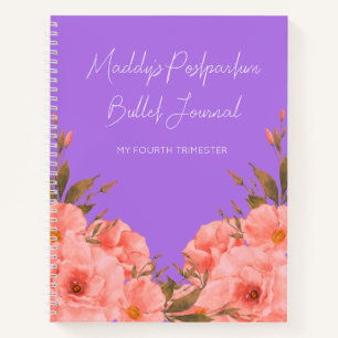 Diario de balas personalizado de flores púrpura pa