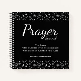 Diario de bonito floral negro personalizado