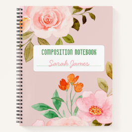 Diario de composición personalizada con floral ros