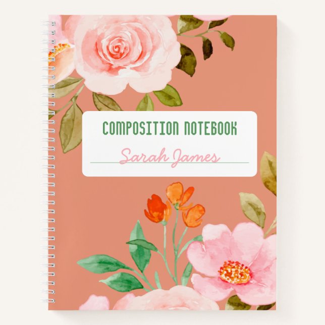 Diario de composición personalizada de floral cora (Anverso)
