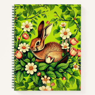 Diario de conejo salvaje y flores Art Nouveau