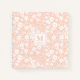 Diario de Cuaderno con Monograma Floral Rosado