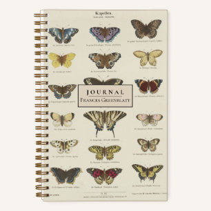 Diario de datos de mariposas antiguas personalizad