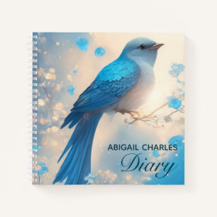 Diario de elegante gorrión azul