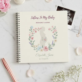 Diario de Embarazo con Flores en Beige Suave Recue