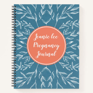 Diario de Embarazo Coral & Blue Personalizado
