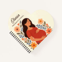 Diario de Embarazo Corazón Personalizado, Floral A
