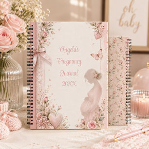 Diario de Embarazo Elegantes Capullos de Rosa Rosa
