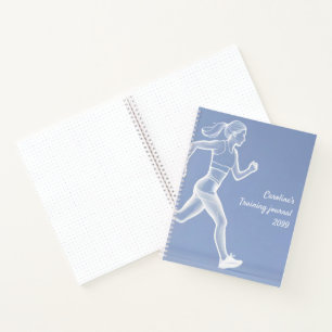 Diario de entrenamiento femenino de azul blanco