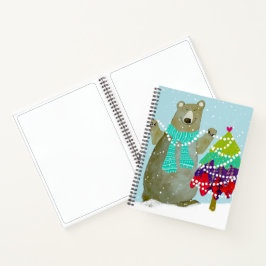 Diario de esbozo de invierno de oso y conejo