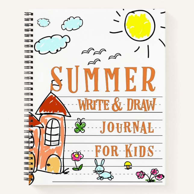 Diario de escritura y dibujo de verano para niños (Anverso)