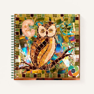 Diario de espiral de mosaico de búho