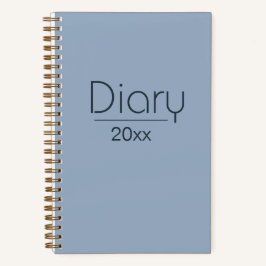 Diario de estilo vintage con año | Diario azul-gri