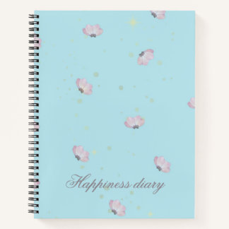 Diario de Felicidad Pastel Azul Rosa Floral Dorado