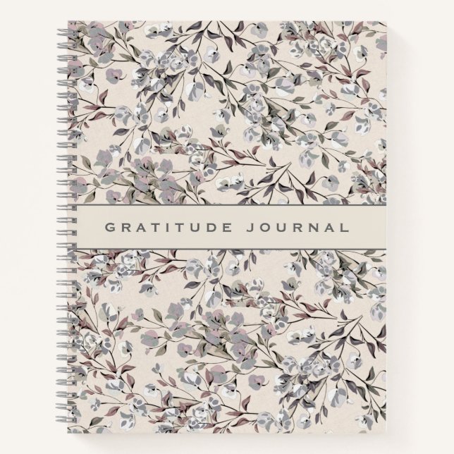 Diario de gratitud | Beige Linen Floral (Anverso)