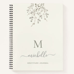 Diario de gratitud botánico de marfil personalizad