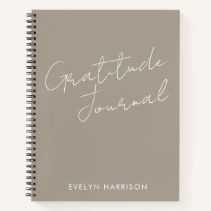 Diario de gratitud con nombre personalizado Taupe