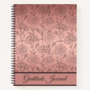 Diario de Gratitud de Clavel Dorado Rosa Elegante