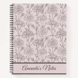 Diario de gratitud de clavel rosa elegante