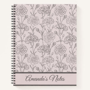 Diario de gratitud de clavel rosa elegante