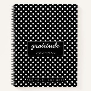 diario de gratitud de punto de polka negro