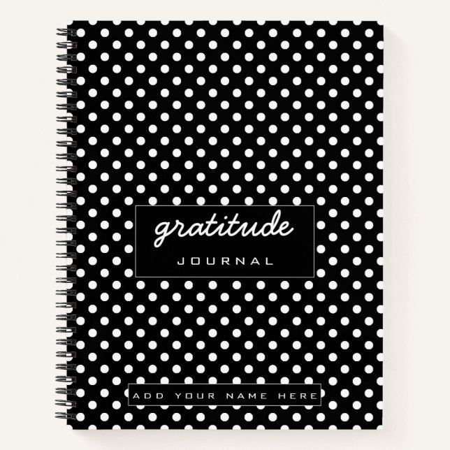 diario de gratitud de punto de polka negro (Anverso)