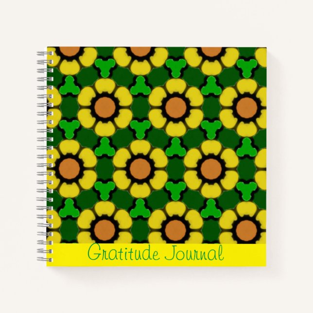 Diario De Gratitud Del Patrón De Girasol Brillante (Anverso)