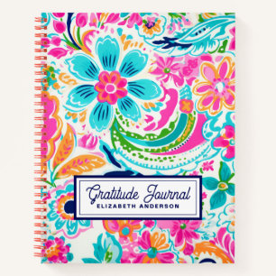Diario de Gratitud Floral Brillante de Acuarela