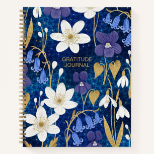 Diario de Gratitud Floral Ilustrado Blue & Gold