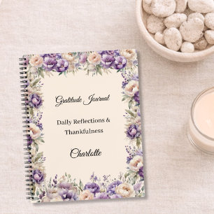 Diario de gratitud flores de lavanda champán