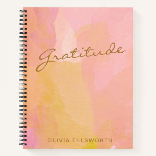 Diario de Gratitud Personalizado Acuarela Rosa Dor