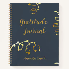 Diario De Gratitud Personalizado, Azul Con Oro