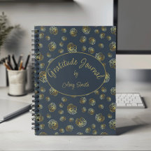 Diario De Gratitud Personalizado Con Flores De Oro