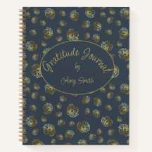 Diario De Gratitud Personalizado Con Flores De Oro