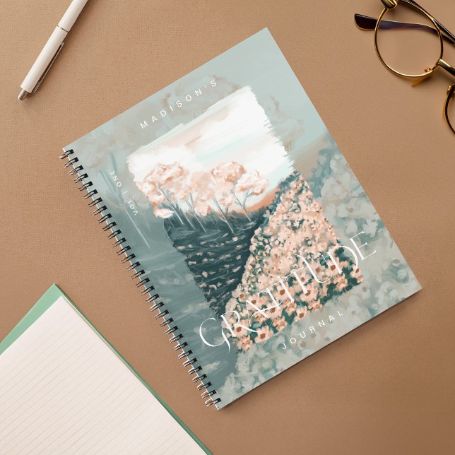 Diario de Gratitud Personalizado de Campo de Flor  (Tree Blossom Field Personalized Gratitude Journal Notebook)