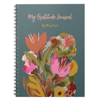 Diario de gratitud personalizado floral cuaderno