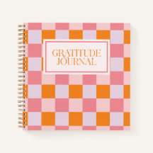 Diario de gratitud Preppy Pink Fall Checkerboard