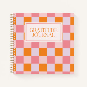Diario de gratitud Preppy Pink Fall Checkerboard