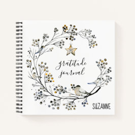 Diario de Gratitud Rustic Berry Wreath Chickadees
