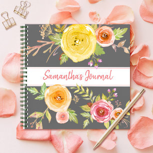 Diario de guiones de personalizado de color floral