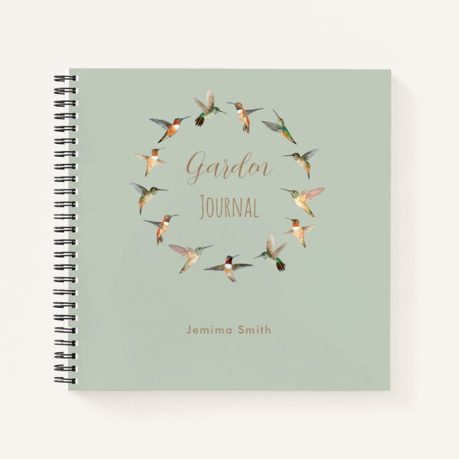 Diario de jardín de colibríes personalizado (Anverso)