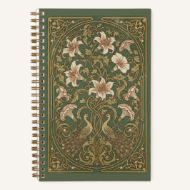 Diario de Jardín de Pavos Reales y Lirios Art Nouv