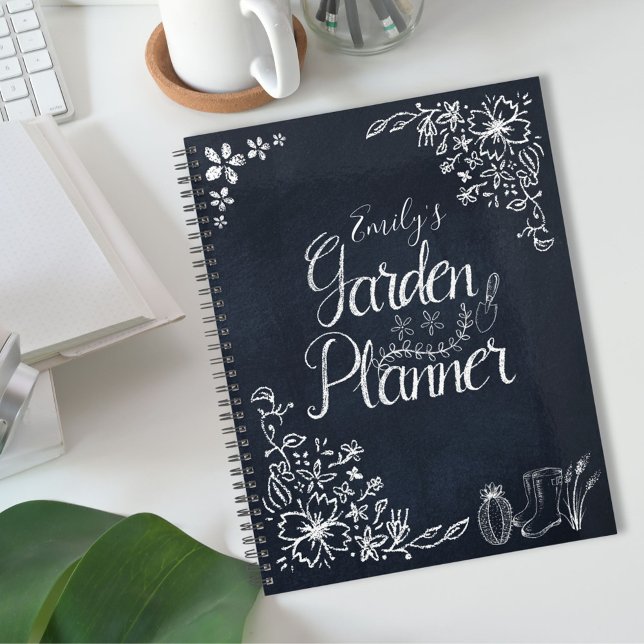 Diario de Jardín de Pizarra Negra Floral Rústico (In situ)