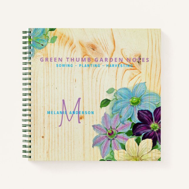 Diario de jardineros de Green Thumb de madera rúst (Anverso)