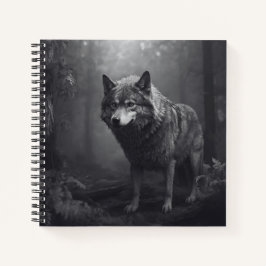 Diario de la cubierta dura del Lobo negro y blanco