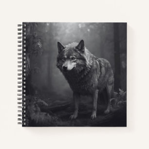 Diario de la cubierta dura del Lobo negro y blanco