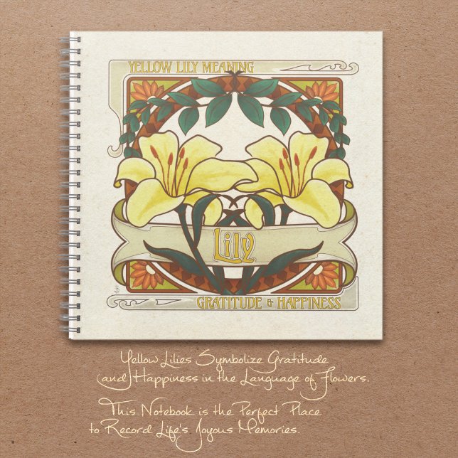 Diario de la felicidad de la gratitud de los amari (Yellow Lily Vintage Style Gratitude Journal. Flower Meaning: Gratitude and Happiness.)