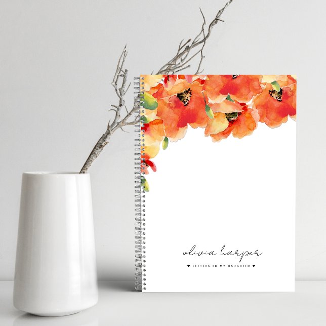 Diario de la hija del naranja Golden Poppy (Orange Golden Poppy Letters to Daughter Journal Spiral Notebook)