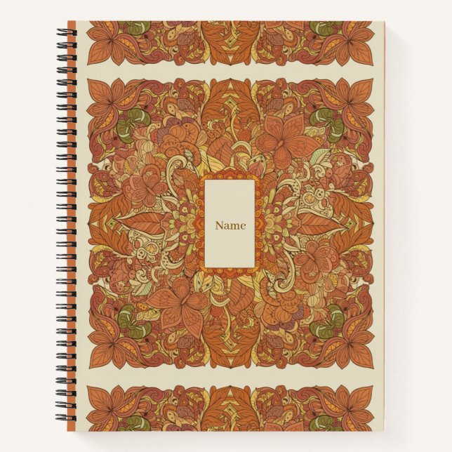 Diario de Mandalas Naranja Quemada Boho Terroso (Anverso)